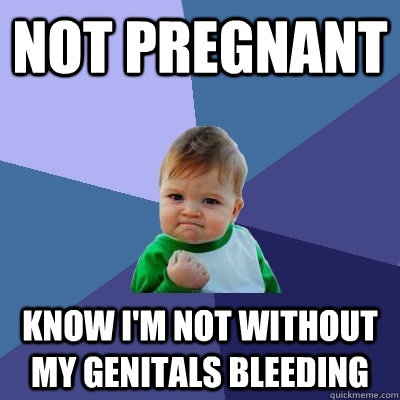 not pregnant know im not without my genitals bleeding - Success Kid