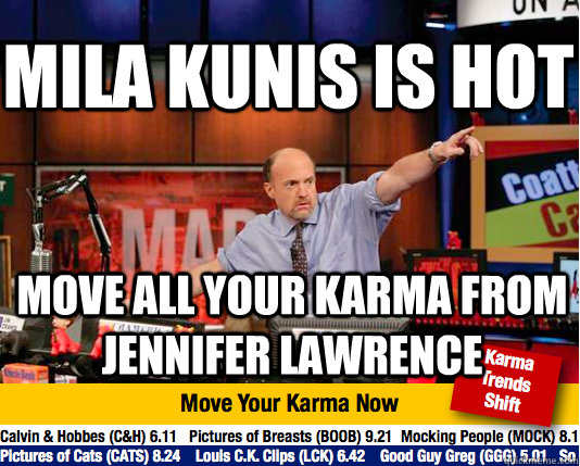 mila kunis is hot move all your karma from jennifer lawrence - Mad Karma with Jim Cramer