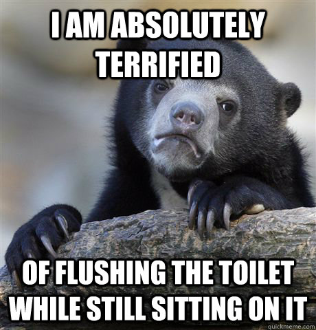 i am absolutely terrified of flushing the toilet while still - confessionbear