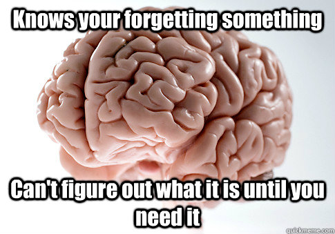 knows your forgetting something cant figure out what it is - Scumbag Brain