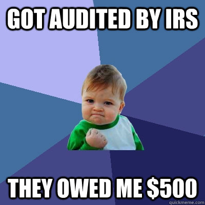 got audited by irs they owed me 500 - Success Kid