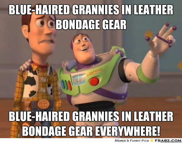 bluehaired grannies in leather bondage gear bluehaired gra - Buzzlightyear