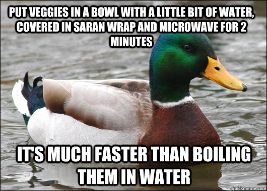 put veggies in a bowl with a little bit of water covered in - Actual Advice Mallard