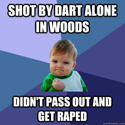 shot by dart alone in woods didnt pass out and get raped - Success Kid