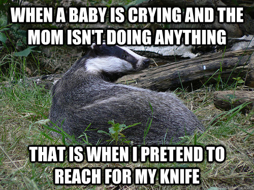 when a baby is crying and the mom isnt doing anything that - Bastard Badger