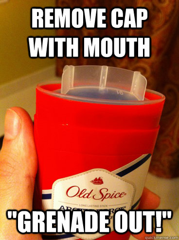 remove cap with mouth grenade out -