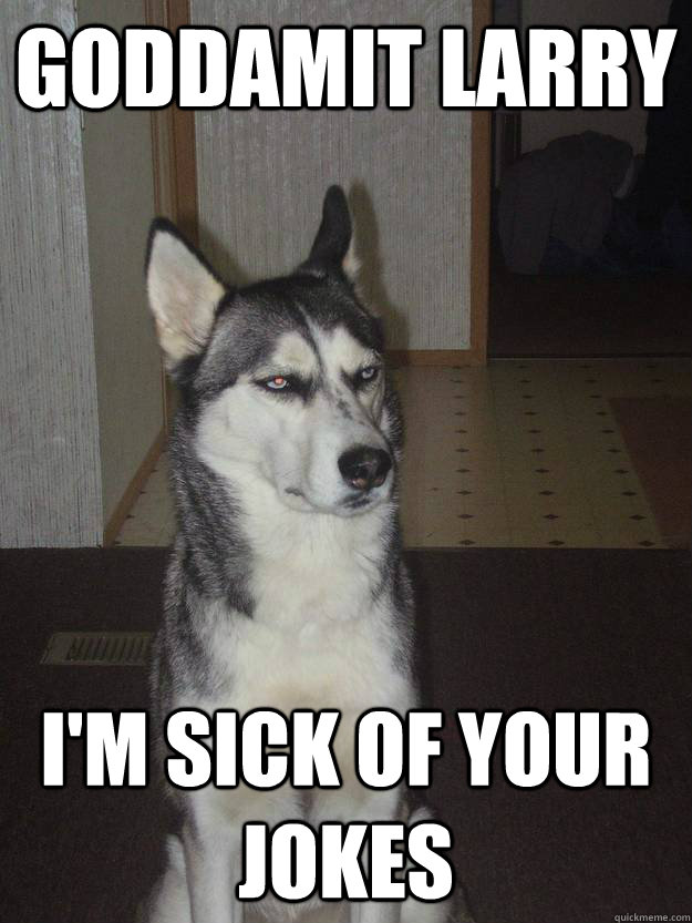 goddamit larry im sick of your jokes - Annoyed Husky