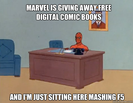 marvel is giving away free digital comic books and im just - masturbating spiderman