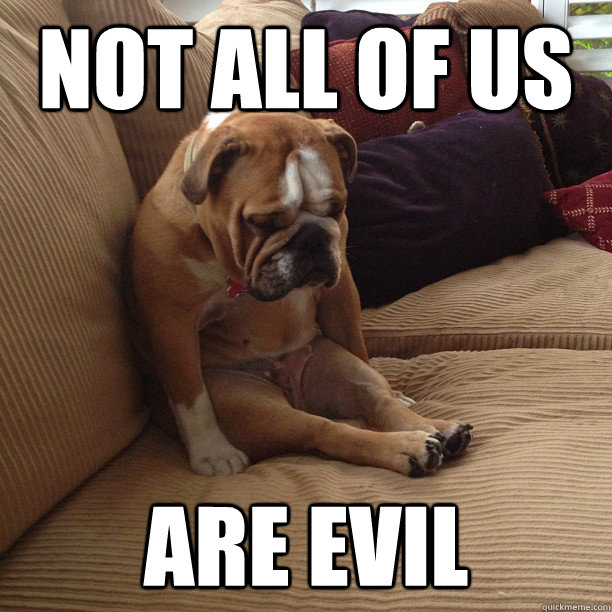 not all of us are evil - depressed dog