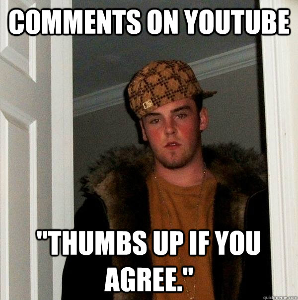 comments on youtube thumbs up if you agree - Scumbag Steve