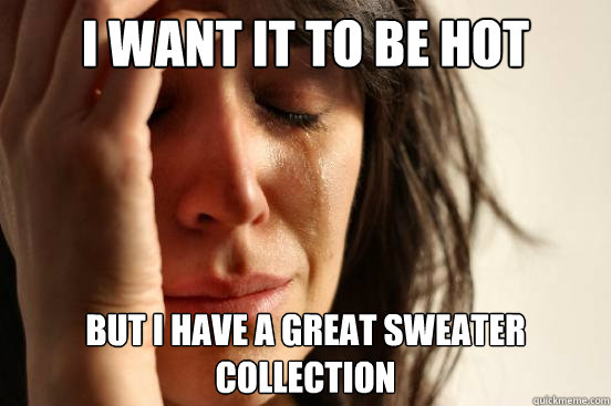i want it to be hot but i have a great sweater collection - First World Problems