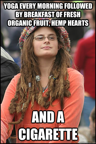 yoga every morning followed by breakfast of fresh organic fr - College Liberal