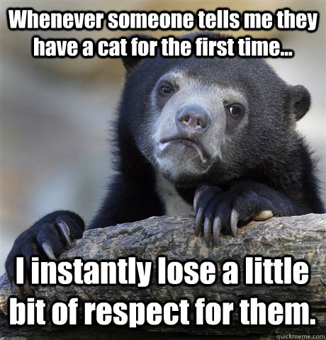 whenever someone tells me they have a cat for the first time - Confession Bear