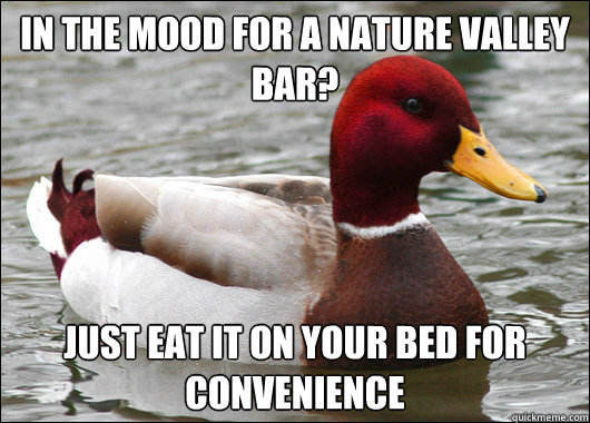 in the mood for a nature valley bar just eat it on your be - Malicious Advice Mallard