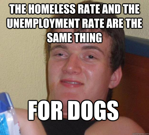 the homeless rate and the unemployment rate are the same thi - 10 Guy