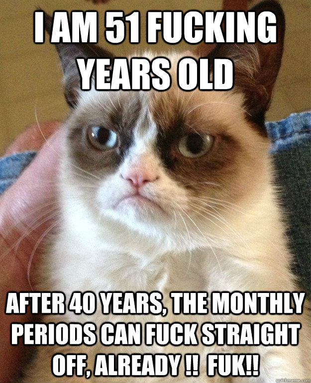i am 51 fucking years old after 40 years the monthly period - Grumpy cat
