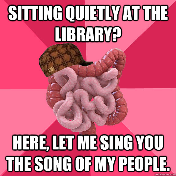 sitting quietly at the library here let me sing you the so - Scumbag Intestines