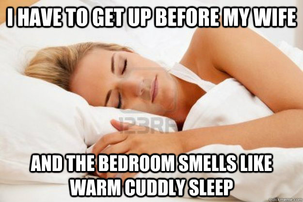 i have to get up before my wife and the bedroom smells like -