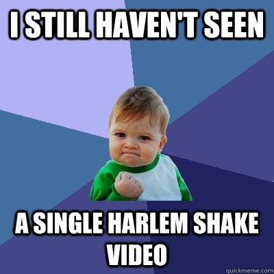 i still havent seen a single harlem shake video - Success Kid