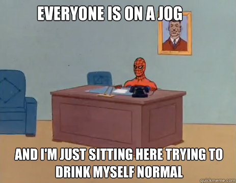 everyone is on a jog and im just sitting here trying to dri - masturbating spiderman