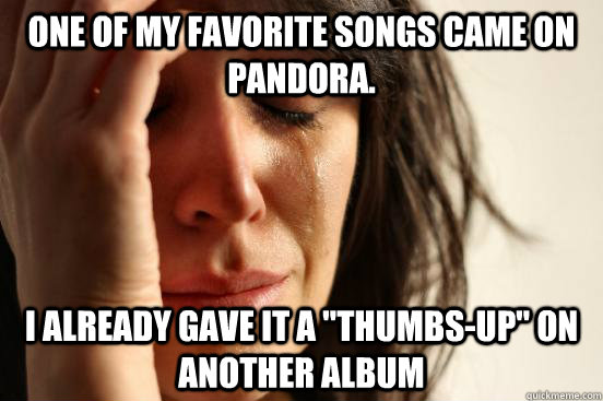 one of my favorite songs came on pandora i already gave it - First World Problems