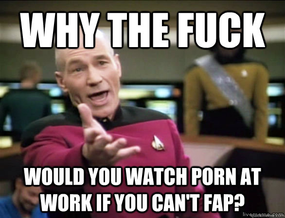 why the fuck would you watch porn at work if you cant fap - Annoyed Picard HD