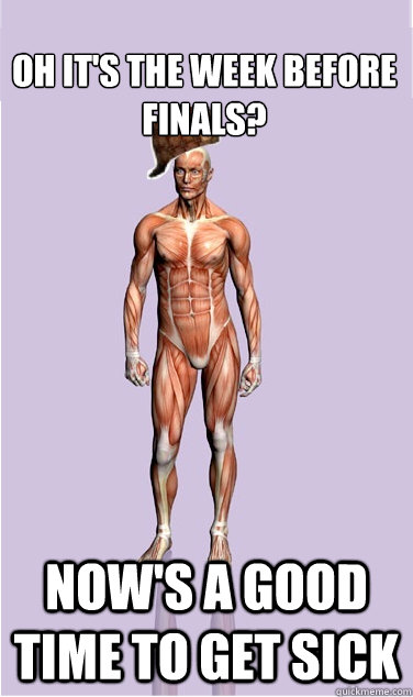 oh its the week before finals nows a good time to get sic - Scumbag Body
