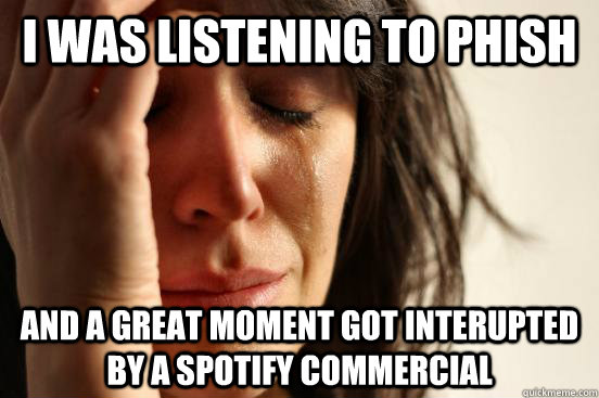 i was listening to phish and a great moment got interupted - First World Problems