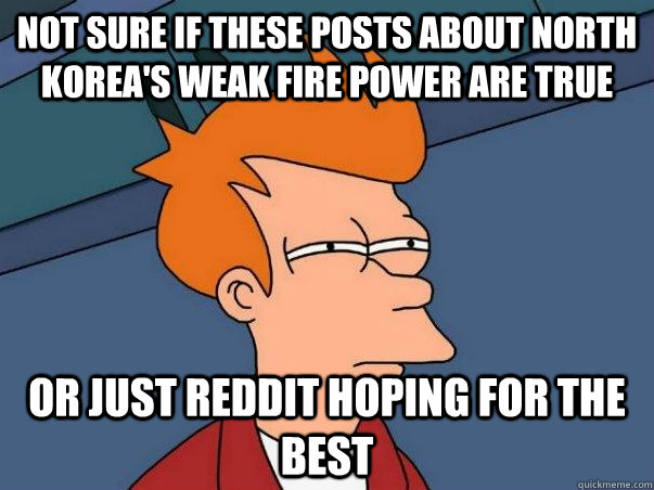 not sure if these posts about north koreas weak fire power - Not sure Fry