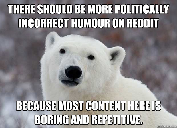 there should be more politically incorrect humour on reddit - Popular Opinion Polar Bear