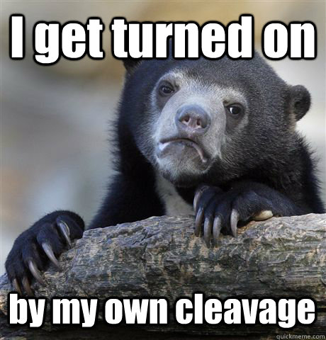 i get turned on by my own cleavage - Confession Bear