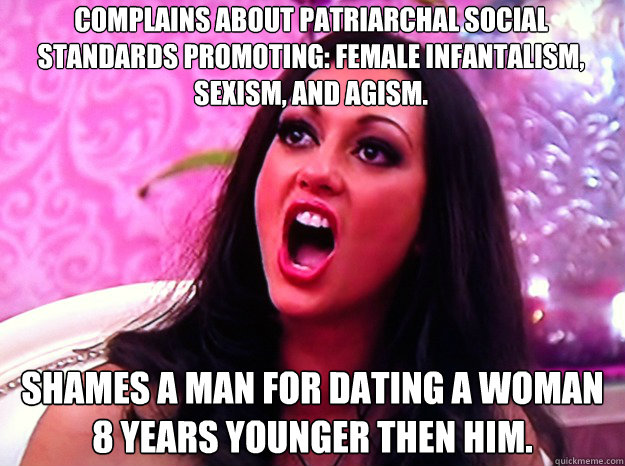 complains about patriarchal social standards promoting fema - Feminist Nazi