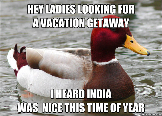 hey ladies looking for a vacation getaway i heard india was - Malicious Advice Mallard