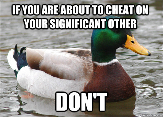 if you are about to cheat on your significant other dont - Actual Advice Mallard