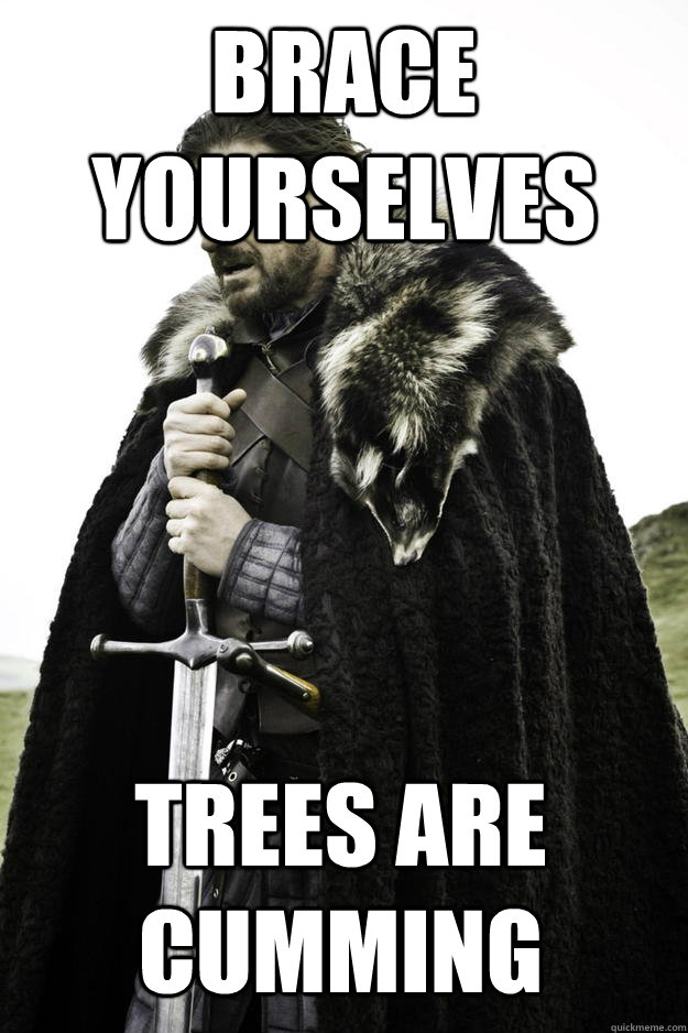 brace yourselves trees are cumming - Winter is coming