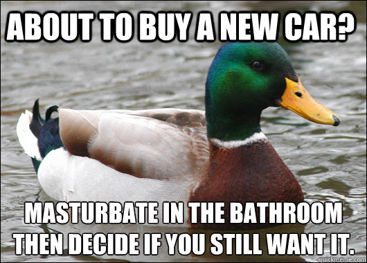 about to buy a new car masturbate in the bathroom then deci - Actual Advice Mallard
