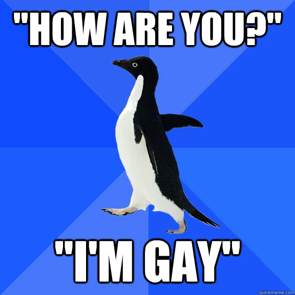 how are you im gay - Socially Awkward Penguin
