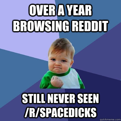 over a year browsing reddit still never seen rspacedicks - Success Kid