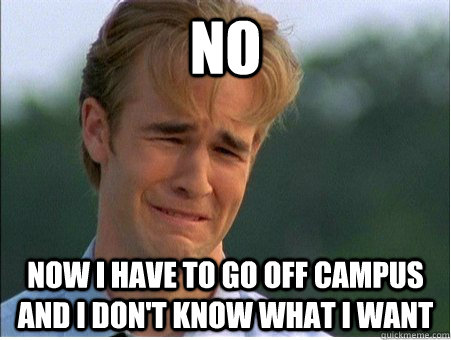 no now i have to go off campus and i dont know what i want - 1990s Problems