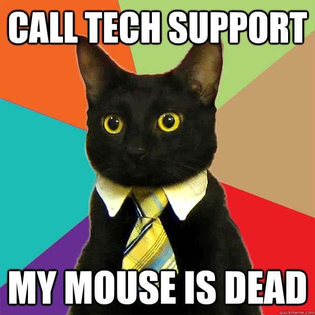call tech support my mouse is dead - Business Cat
