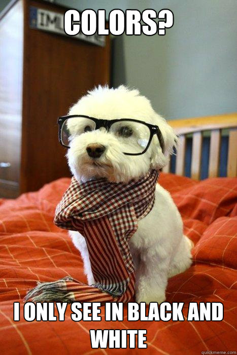 colors i only see in black and white - Hipster Dog