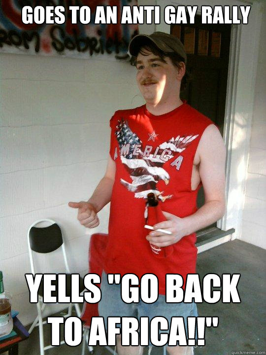 goes to an anti gay rally yells go back to africa - Redneck Randal