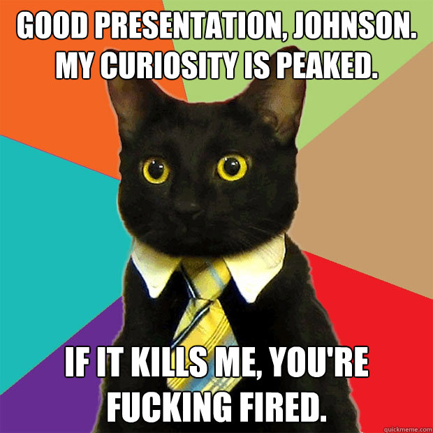 good presentation johnson my curiosity is peaked if it k - Business Cat