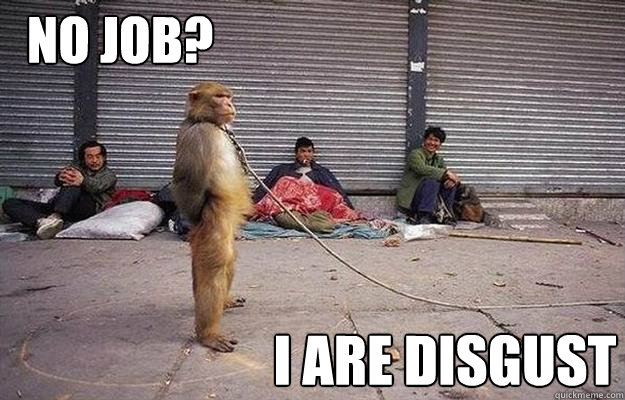 i are disgust no job - Superior Monkey