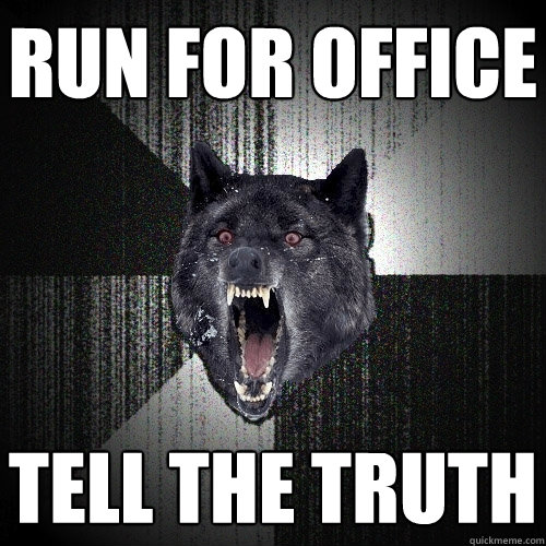 run for office tell the truth - Insanity Wolf