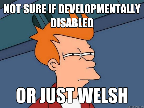 not sure if developmentally disabled or just welsh - Futurama Fry