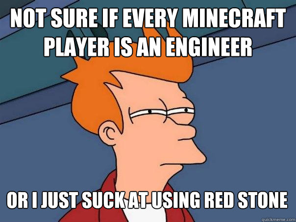 not sure if every minecraft player is an engineer or i just - Futurama Fry