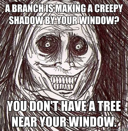 a branch is making a creepy shadow by your window you dont - Horrifying Houseguest