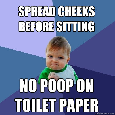 spread cheeks before sitting no poop on toilet paper Success Kid