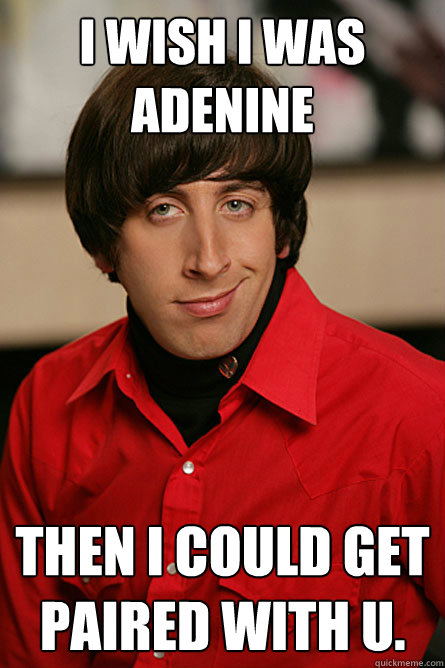 i wish i was adenine then i could get paired with u - Pickup Line Scientist